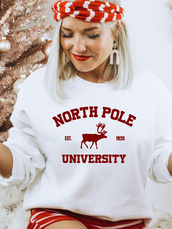 North Pole University Crewneck SweatshirtLeanne Roberts DesignsNorth Pole University Crewneck SweatshirtAre you ready for Christmas? We thought so. Our North Pole University Sweatshirt is made of the softest cotton blend, making it the perfect holiday gift for those wh