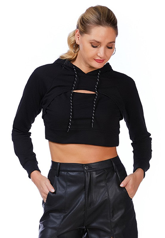 All Relaxed Front Slit Cropped Hoodie