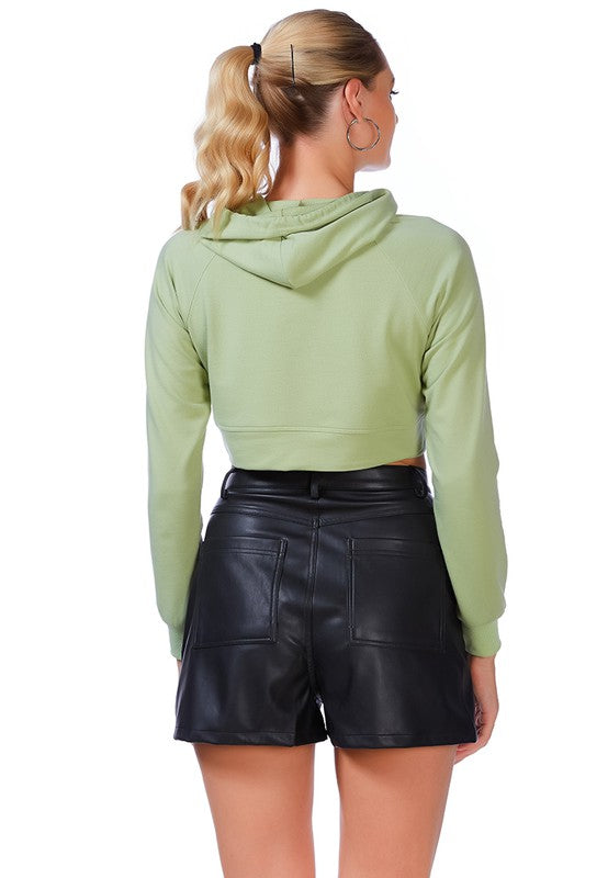 All Relaxed Front Slit Cropped Hoodie