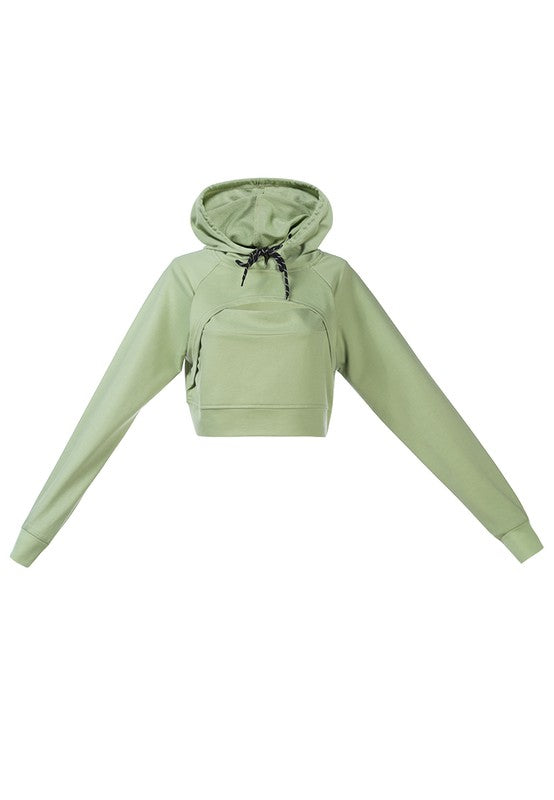 All Relaxed Front Slit Cropped Hoodie