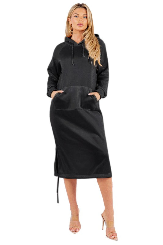 WOMEN FASHION LONG MAXI HOODIE DRESS