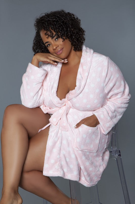 Kaylee Robe Polka DotLeanne Roberts DesignsKaylee Robe Polka DotThe Kaylee Robe is the ultimate in comfort and relaxation, designed to wrap you in a soft, warm embrace. Made from high-quality plush material, this robe feels incre