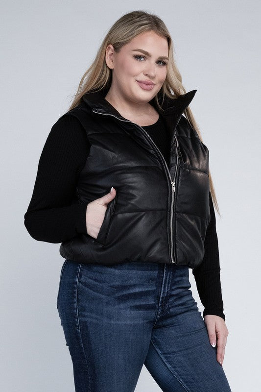 Puff VestLeanne Roberts DesignsPlus Puff VestElevate your cold-weather wardrobe with our Plus Puff Vest, featuring a convenient zipper and pockets. This vest is designed to keep you cozy and stylish during chil